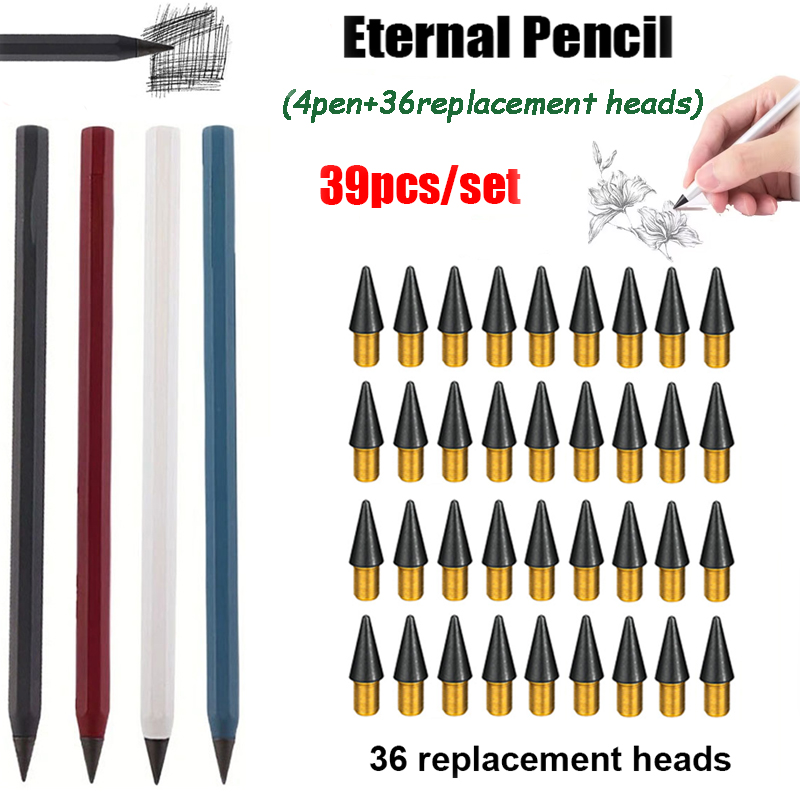 Calligraphy Pen Set - 39 ชิ้น/เซ็ต ดินสอโลหะสร้างสรรค์ เทคโนโลยีใหม่ เขียนได้ไม่จำกัด ดินสอมหัศจรรย์