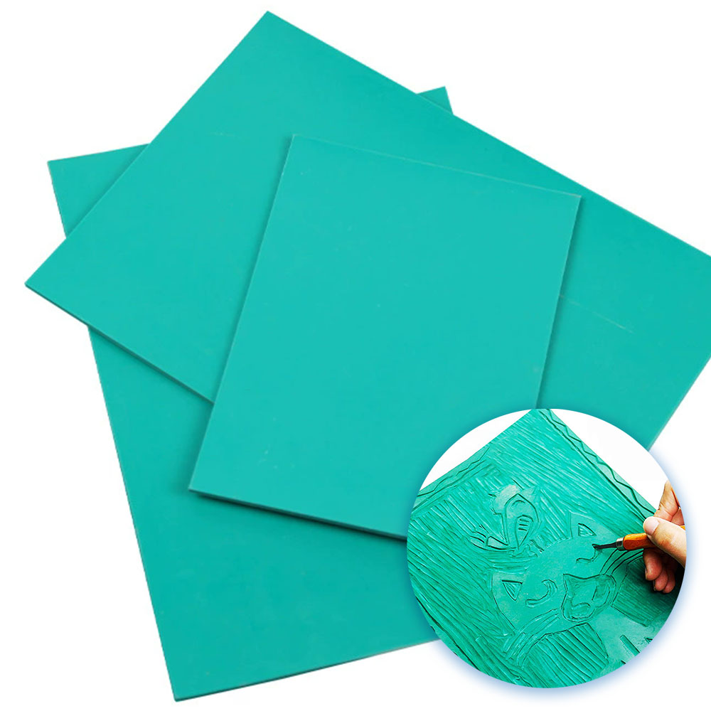 Lino Printing Block - แผ่นยางแกะสลักแบบนุ่ม แกะสลักง่าย ขนาดใหญ่ สำหรับงานพิมพ์ลินโอคัท ลินโนเลียม วัสดุกันน้ำ