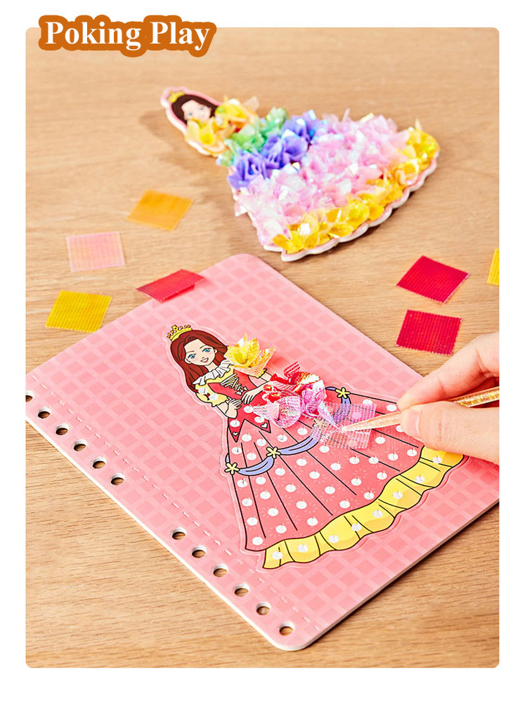 Art Craft Kits For Kids - DIY ภาพวาดสติกเกอร์หัตถกรรมของเล่นเด็กสาวศิลปะ Poking เจ้าหญิง Handmade การศึกษา
