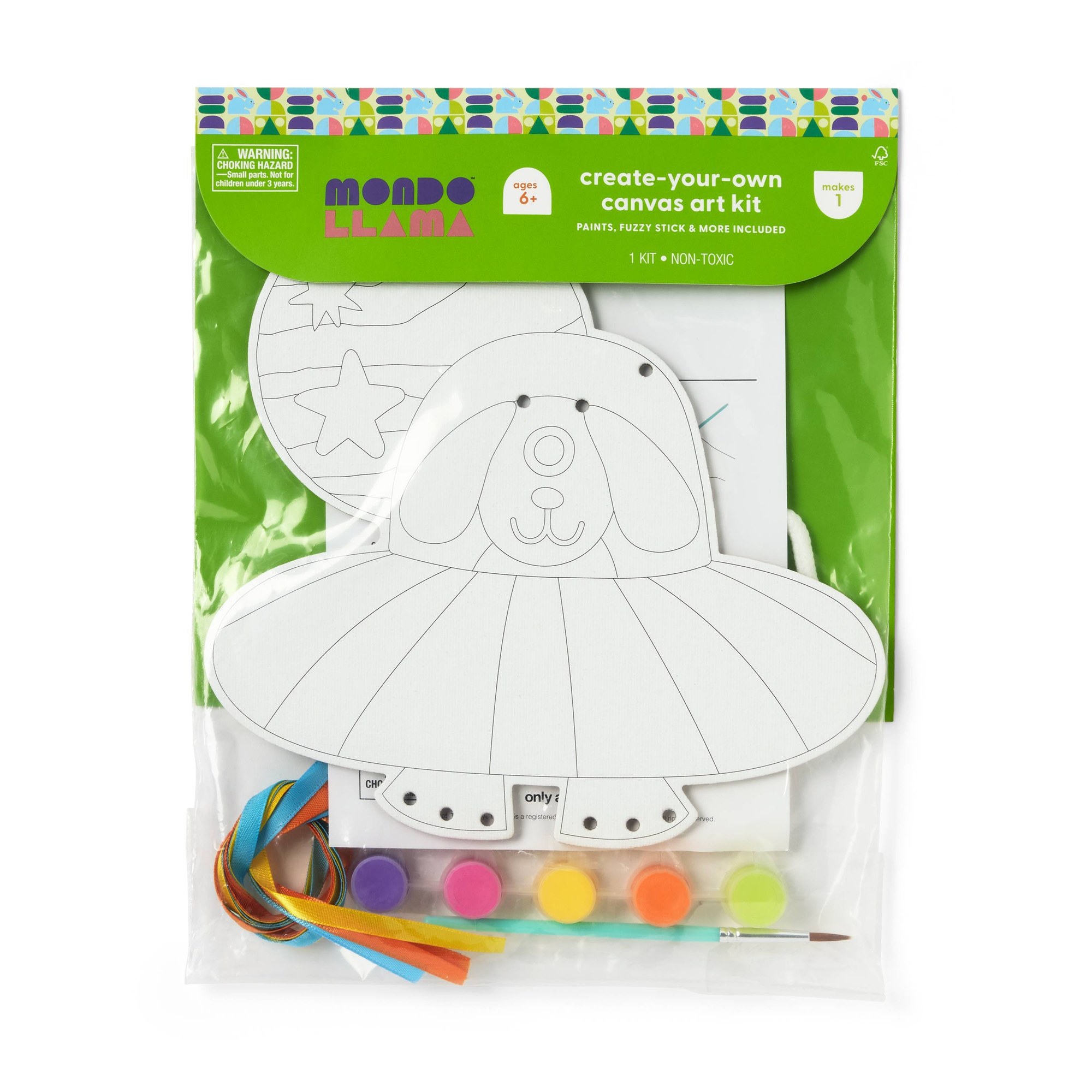 Art Craft Kits For Kids - ชุดกิจกรรมงานฝีมือวาดภาพบนผ้าใบลายสุนัขอวกาศสำหรับเด็ก โครงการศิลปะสร้างสรรค์พร้อมลายพิมพ์สำเร็จรูปและอุปกรณ์ที่ใช้งานง่าย