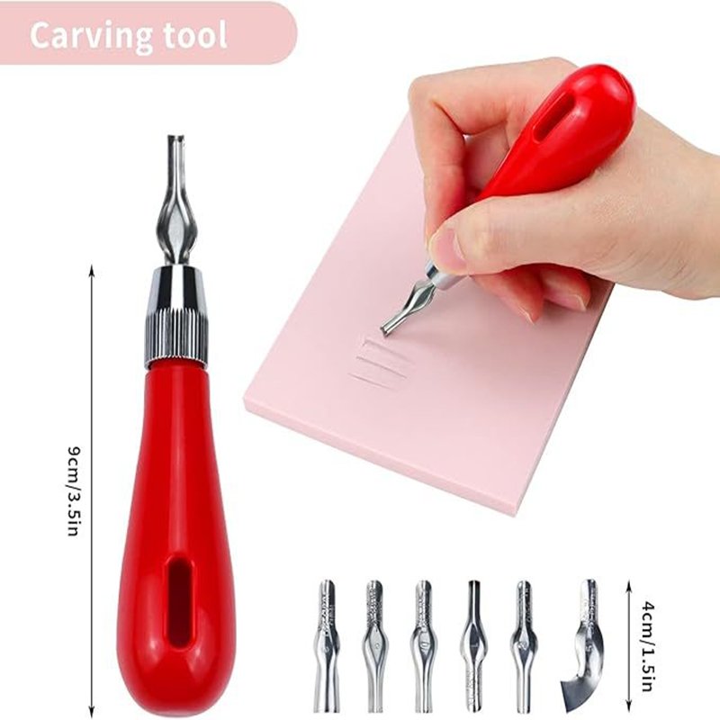 Lino Printing Block - เครื่องมือแกะสลักลินโนเลียมสำหรับผู้เริ่มต้น เครื่องตัดแกะสลักอเนกประสงค์ ด้ามจับ ABS แบบพกพา อุปกรณ์ศิลปะและงานฝีมือสำหรับโครงการ