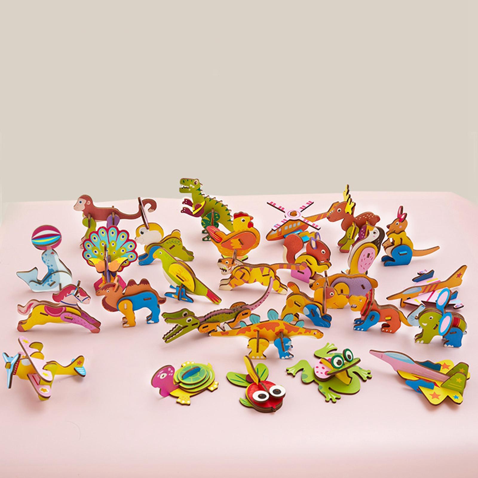 Art Craft For Kindergarten - ปริศนาไม้การ์ตูน 3 มิติ, งานฝีมือศิลปะเกมสนุกๆ, ของเล่นเพื่อการศึกษาสำหรับเด็กอนุบาล
