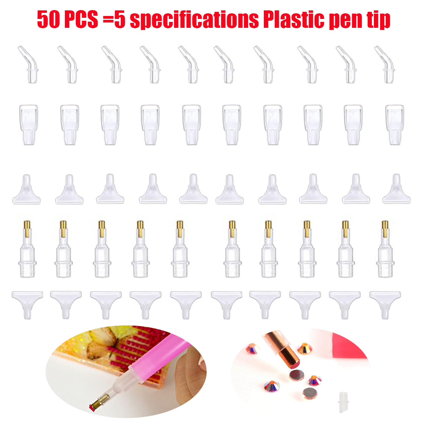 Diamond Painting Kit - ชุดอุปกรณ์เพ้นท์เพชร 50 ชิ้น พร้อมหัวปากกาสำหรับเพ้นท์เพชร หัวเปลี่ยนได้หลายแบบ สำหรับงานเพ้นท์เพชร