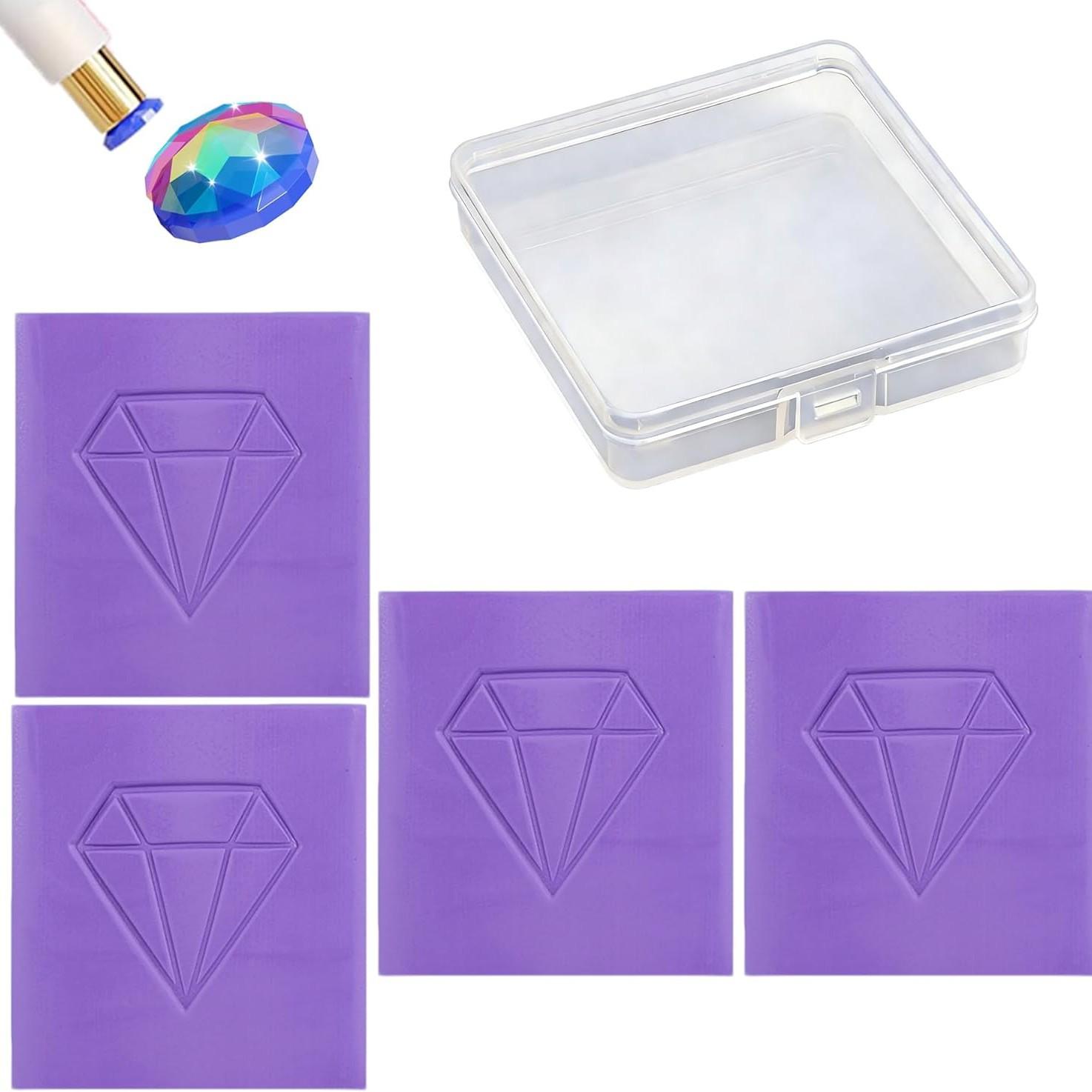 Diamond Painting Kit - ชุดอุปกรณ์วาดภาพเพชรสำหรับผู้ใหญ่พร้อมดินเหนียวชนิดพิเศษที่ติดทนนาน, ชุด 4 ชิ้น, กาวดินเหนียวที่มีแรงยึดเกาะสูง, มาพร้อมกล่องเก็บ,