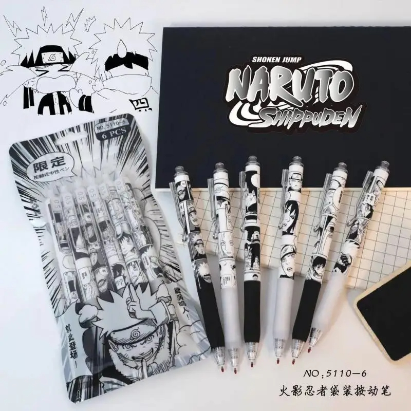 Calligraphy Pen Set - ปากกาหมึก0.5นารูโตะสำหรับเด็ก, 6ชิ้น/ชุดปากกาหมึกเจลอนิเมะ uchiha Itachi อุปกรณ์การเขียนของโรงเรียนเครื่องเขียนสำหรับเด็กของขวัญเทศกาล