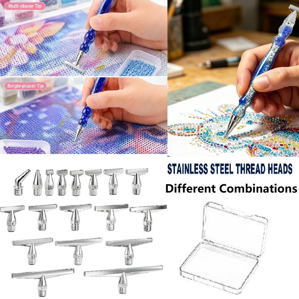 Diamond Painting Kit - ชุดหัวปากกาเพชรสำหรับงานเพ้นท์เพชร DIY คุณภาพสูง ทำจากสแตนเลสแบบมีเกลียว, อุปกรณ์เสริมสำหรับงานเพ้นท์เพชร DIY