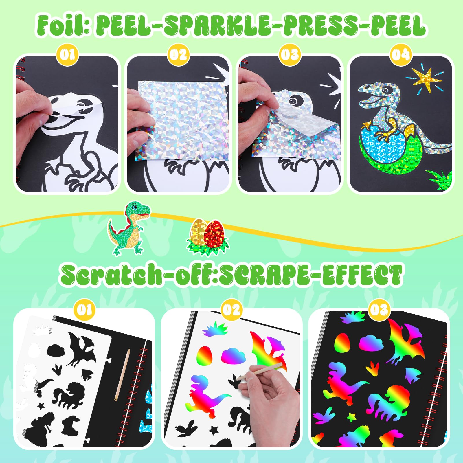 ไดโนเสาร์ Scratch Art Book สํา - Art Craft Kits For Kids บทวิจารณ์และราคา