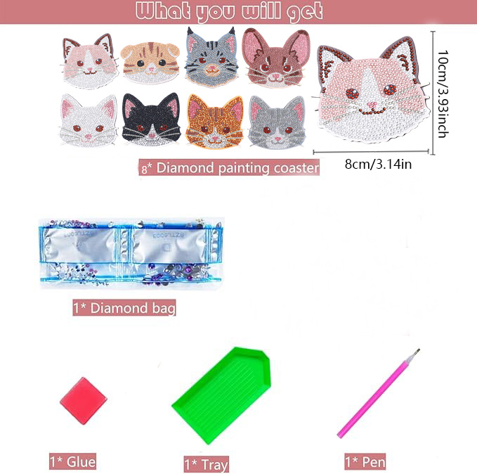ชุดงานศิลปะเพชร DIY 8 ชิ้น ลาย - Art Craft Cat บทวิจารณ์และราคา