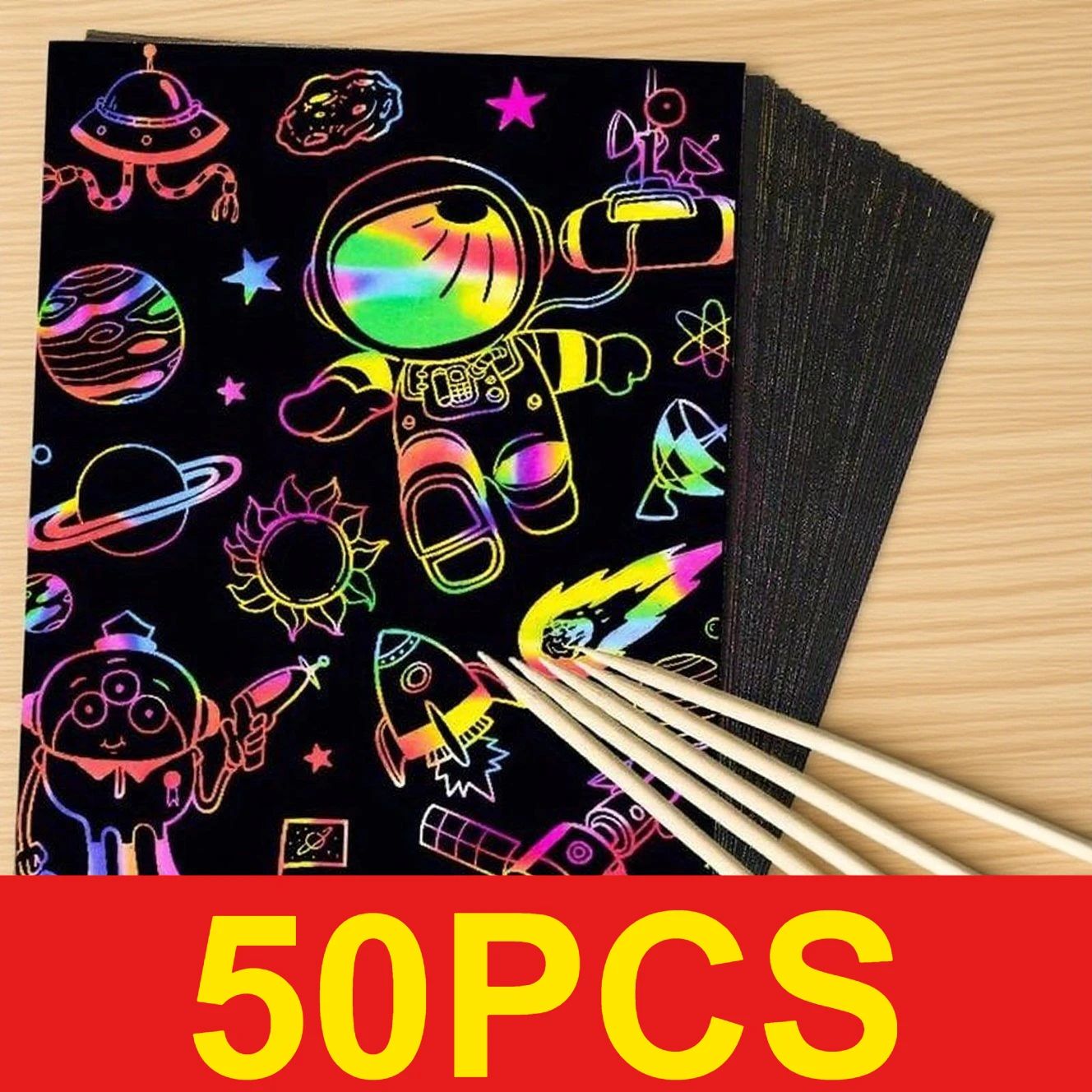 กระดาษขูดลายสีรุ้ง 50 แผ่น ชุด - Art Craft Kits For Kids บทวิจารณ์และราคา
