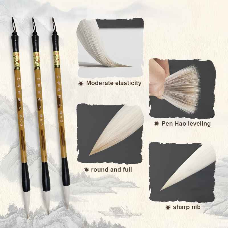 แปรงเขียนจีน 3 ขนาดพร้อมที่วาง - Calligraphy Pen Set บทวิจารณ์และราคา
