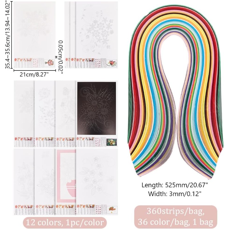 1ชุด12ชิ้นกระดาษม้วนกระดาษมี36 - Quilling Paper Strips บทวิจารณ์และราคา